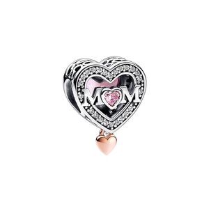 Pandora Moments Silver & 14K Rose Gold Plated Cz Two-Tone Openwork Mum &